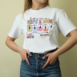 Battery Life Of A Wife And Mom Shirt, Mom Life Shirt, Funny Mom Graphics Shirt